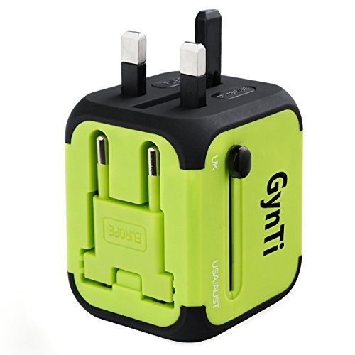 Universal Reiseadapter USB Ladegerät Ladeadapter für US UK AU EU multinationaler ladestecker universal Netzteil mit Dual USB und Schmelzsicherung (Grün) - 9