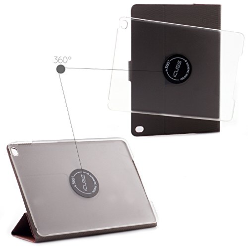 Apple iPad Air 2 Case | 360° Standfunktion | Carbon Optik silber | iCues Manzano Tasche | weitere Leder-Imitat – und Farbvarianten verfügbar | Schutz-Hülle mit Geschenk-Box - 5