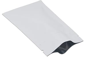 WACCOMT Pack 100 Morceaux Film Aluminium Paquet Sac Fermeture Éclair Top Plat Mylar Sachets Café Stockage (7x10cm (2.7x3.9 inch), Blanc)