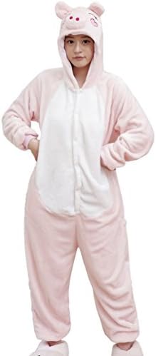 Unisex Adult Kigurumi Pajamas Animal Onesie Pink Pig M