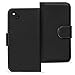 Produktbild Wiko Sunny Tasche Bookstyle Schwarz, PU Leder Hülle Schwarz, Handyhülle Sunny Flip Case Wallet, Booklet Cover Brieftasche Etui Schutzhülle mit Kartenfächer, Wiko Sunny (4,0 Zoll (10,2 cm)