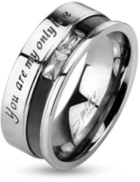 Paula & Fritz® Ring aus Edelstahl Chirurgenstahl 316L Paarring 6 oder 8mm breit My Only Love roségold oder schwarz...