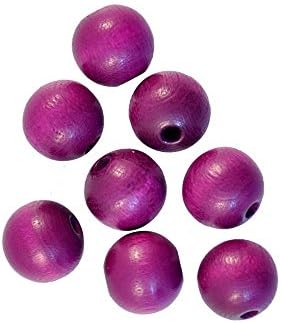 12mm Round Wooden Beads Purple Qty 1