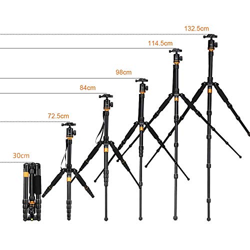 Andoer Pro Trípode Reflex Portátil 132cm, Trípode Monopie 2-en-1 Soporte de Fotos de Aleación de Aluminio para Cámara Digital Canon Nikon Sony Pentax Panasonic DSLR y Videocámara Carga Máxima 5kg
