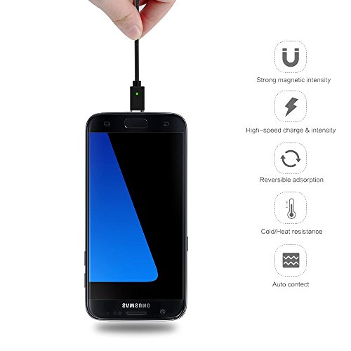 Magnetisches USB Ladekabel DatenKabel[1m/3.3ft],EVIISO Magnetisches High Speed USB 2.0 A Male auf Micro USB Synchronisations und Ladekabel – Geflochtenes 2.4A Schnellladekabel für Android-Geräte, Samsung Galaxy S7 S7 Edge S6, Sony, HTC, Motorola und mehr(Schwarz) - 2