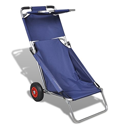 vidaXL 3 in 1 Transportwagen Strandwagen Strandstuhl Strandtisch Klappbar blau 90446
