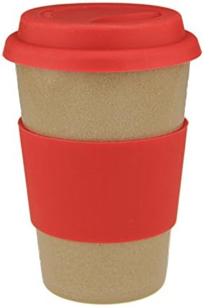 Coffee to Go Cup with "Made From Rice Sleeves | BPA Free | Reusable | Eco Friendly red