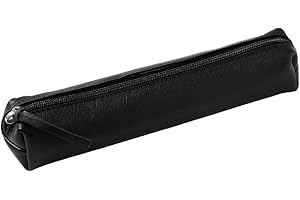 Clairefontaine 410001C - Piórnik skórzany etui na długopisy slim, 4x2,5x19,5 cm, 1 szt kolor czarny