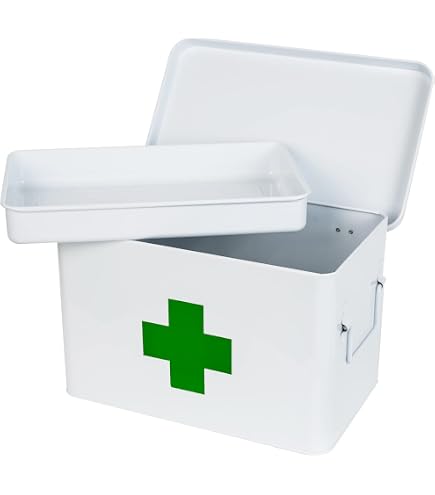 Boîte à Pharmacie Métal Rouge Zeller - 32x19.5x20cm - 5 Compartiments - Métal Galvanisé - Rangement Médical