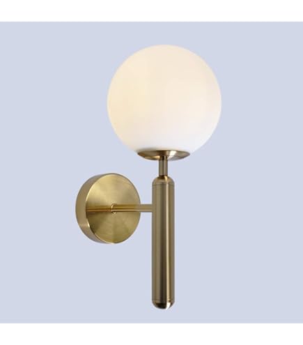 Applique Murale D'intérieur à 2 Lumières Vers Le Haut Et Vers Le Bas, Applique Murale En Métal Doré Avec Abat-jour Boule De Verre, Douille E27, Luminaire De Salle De Bain, Appliques Murales