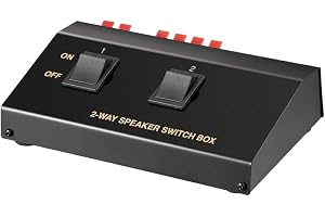 Goobay 60928 2-vägs högtalaromkopplingsbox/omkopplare för 2 högtalarpar, 4 boxar högtalarströmbrytare/högtalarkabel fjäderklä