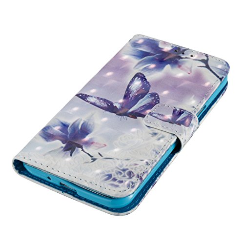 Samsung Galaxy J3 Leder Hülle,Galaxy J310 Book Case,TOYYM Folio PU Leder Wallet Tasche Case mit Standfunktion Karteneinschub und Magnetverschluß,Notebook Flip Cover Brieftasche Handytasche Innere Bumper Back Case Etui Hüllen für Samsung Galaxy J3/J310,Schmetterling - 3