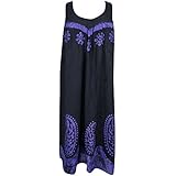 Mogul Interior Womens Tank Dress Black Flare Boho Sexy Loose Summer Sundress