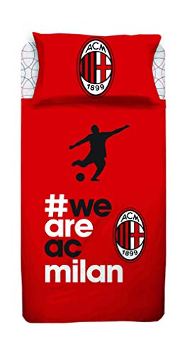 Milan Completo Letto, Cotone, Rosso, Nero, Singolo