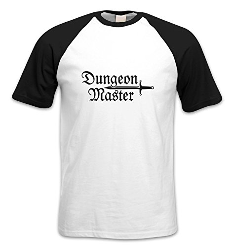 Dungeon Master Short-sleeved Baseball T-shirt - White-Black X-Large(43/44"