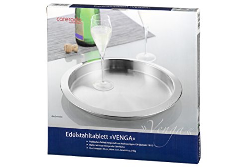 Esmeyer 307-009 Edelstahltablett VENGA, rund Durchmesser 35 cm, Höhe 3 cm, Oberfläche matt, Rand hochglanzpoliert. - 4