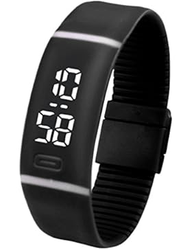 Sunnywill Unisex Kautschuk Armband LED Digital Sport Armbanduhr Datum Display schwarz