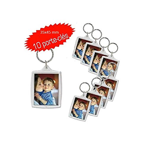Espacebeauxarts 10pcs Rettangolo Vuoto Inserto Fotografico Anello Elastico Cornice Portachiavi 35x45 mm Espace Beaux Arts