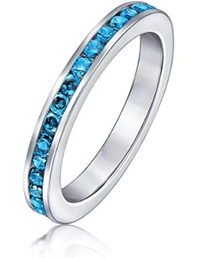 Bling Jewelry Silber 925 simulierten Blautopas Ring CZ Stapelbar