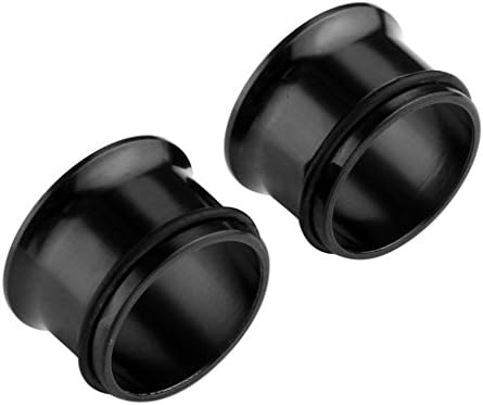 2pc Stainless Steel Black Single Flare O-Ring Ear Plug Tunnel Expander Gauge 12G-9/16''