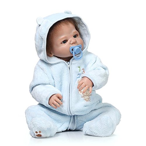 NPK 57cm / 23 Inches Full Silicone Body Reborn Baby Doll that Look Real Lifelike Newborn Dolls All Vinyl Boy Free Magnet Pacifier