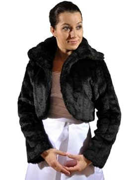 Brautjacke-Bolero mit Kragen, Fell-Nerzimitat, langarm