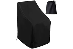 KUOU Garden Chair Covers, Patio Stacking Chair Cover Waterproof Oxford Fabric Stacking Chair Covers with Storage Bag & Windproof Buckle for Outdoor Patio Garden(65x65x120x80cm/26x26x47x32inch)