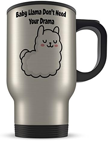 14oz Baby Llama Don't Need Your Drama Novelty Gift Aluminium Travel Mug