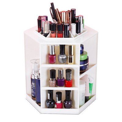 Nibesser Make up Aufbewahrungsbox 360 Grad Drehbarer Multifunktionaler Kosmetikorganizer Makeup Organizer Einstellbarer Schwarz (Weiß)
