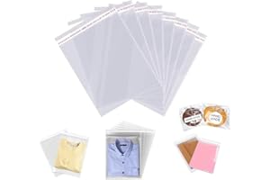 DIY-24H Lot de 1000 sachets en plastique transparent avec rabat - En polypropylène - Avec fermeture adhésive - 11 x 20 cm
