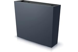 IMJ-Global Maceta para plantas, rectangular, Urbi Case T Decorativa de plástico, altura 50 cm, exterior: 18 x 58 cm, rectangular, negro, diseño moderno 44 litros