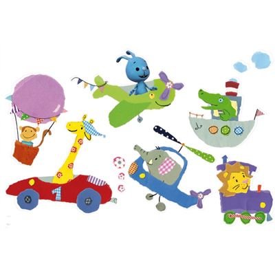 Preisvergleich Produktbild alenio 9880 - alenio Wandtattoo - Kikaninchen Fahrzeug-Set, 40x60 cm