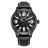 SSQ-CXO Herren Quarzuhr Casual Lederband Runde Alloy Dial Kalender 30 Metersports wasserdichte Armbanduhr