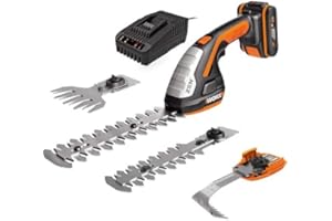 WORX WG801E, Akumulatorowe Nożyce do Trawy i Krzaków 20V Powershare, Nożyce 3 w 1 z Różnymi Końcówkami Ostrzy, Nożyce 20 cm, Przycinarka do Krzewów 12 cm, Ostrze do Trawy 10 cm