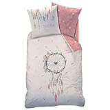 Parure de lit pour fille avec taie d'oreiller 80 x 80 cm et housse de couette 135 x 200 cm, 100 % coton, Motif attrape-rêve - Bohemian Girl