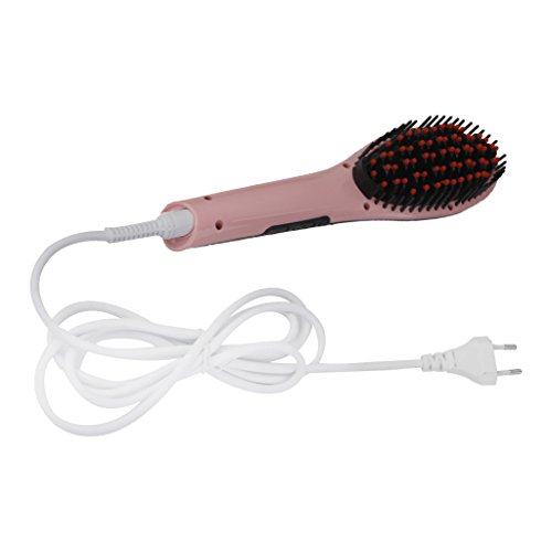 Elektrische Haarglätter mit EU Stecker Adpater Anti Verbrühung – Rosa - 2