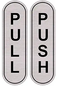 SIGNOOGLE Push Pull Signs Acrylic Glass Laminated Waterproof Sign Stickers for Shop Office Glass Door Home Black Silver 12.00 cm X 4.00 cm Pack of 4 Pcs