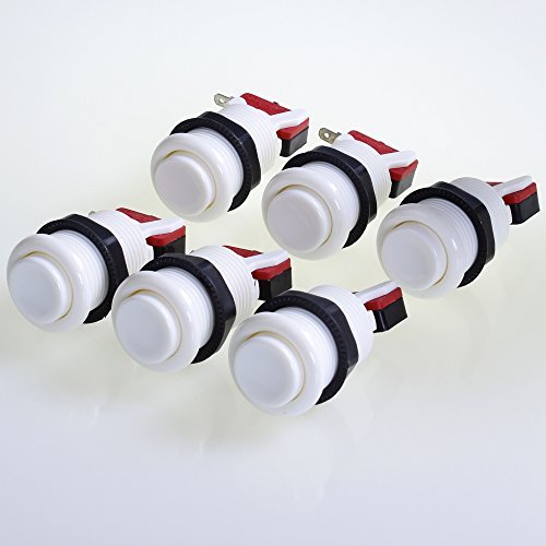 Reyann 6x Happ Type Standard Arcade Push Button with Microswitch for Mame / Jamma / Arcade Video Games - White Color by Reyann