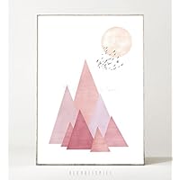 Kunstdruck / Poster SOL -ungerahmt- Berge, Himmel, abstrakt, Vögel, minimalistisch, skandinavisch, Sonne, Landschaft, geometrisch, Wanderlust