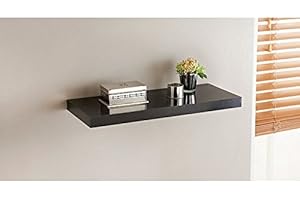 spot on dealz High Gloss Wall Floating Shelf/Shelves White/Black/Grey Display Storage Unit (Black, 80CM)