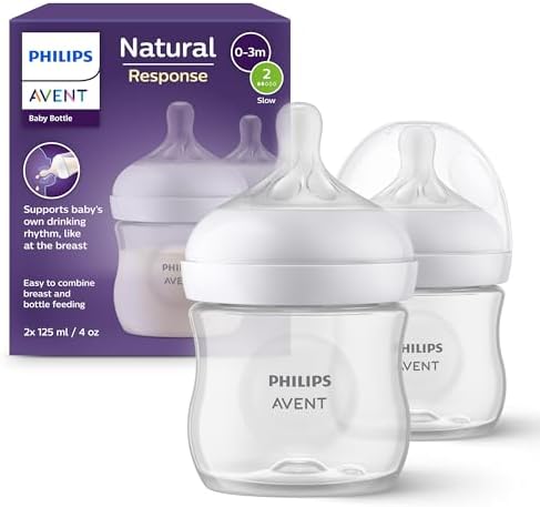 Philips Avent Biberon Natural Response - 2 biberon da 125 ml per neonati e bambini di pochi mesi, senza BPA (modello SCY900/02)