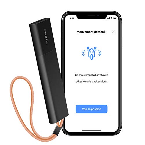Invoxia Tracker GPS sans Carte SIM avec Alerte Antivol en Temps Réel et Longue Autonomie - Abonnement Inclus - Suivi Voiture, Moto, Scooter, Sac, Enfant, Personne Âgée, Objets de Valeur,Noir/Gris