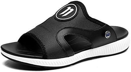 HGTYU Men Slippers Summer Leisure Lazy Cold Towing Men Outside Wear Outdoor Fashion Trend A Word Of Slippers Forty-Seven Black