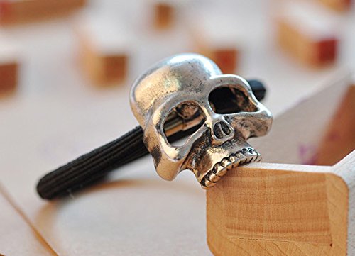 Meta-U 2Pcs Punk Skull Hair Ponytail Holders (silver)