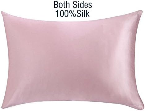 100% Charmeuse Silk Pillowcase Cover for Hair & Facial Skin to prevent wrinkles Hidden Zipper 1pc 19 Momme Gift Box (Grey, 50*75cm) (Pink)