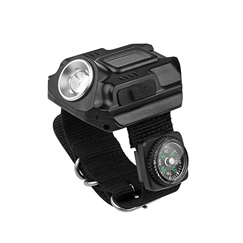 LED-Uhr, wiederaufladbar, wasserdicht Armbanduhr Taschenlampe Handgelenk Lampe 4 Modus SOS Zeit Display mit Kompass für Laufen Bergsteigen Camping Überleben Wandern Jagd Patrol