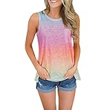 Yvelands Damen Weste Tank top Ärmelloses T-Shirt mit Rundhalsausschnitt der Frauen Tunika Blusen Tanks(CN-XL,Gelb)