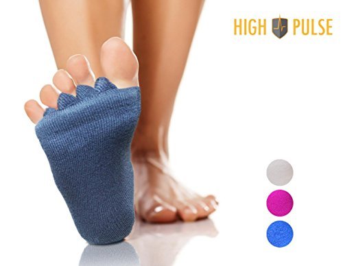 High Pulse toe separator socks - gentle relaxation and alignments for toes and feet suffering pain (Gray) by High Pulse