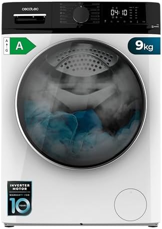 Cecotec Lavatrice Carica Frontale 9kg Bolero Dresscode 9610 Inverter A. 2000W, 1400 Giri/Min, Funzione Vapore, Motore Inverter Plus, 15 Programmi, Ottimizza Livello Acqua e Tempo Lavaggio