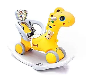 TOYMANIA Amazing 2 in 1 Rocker/Ride-ON Horse Rider Toy for Kids and Baby. | with 2 in 1 Functions, Swing and Wheels. | Strong Build Quality and Big Size. | Very Cute Cartoon Character.